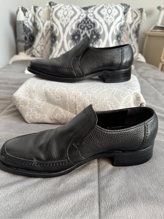 Ambassador men’s hand crafted Black Pebbled Leather formal dress Loafers Sz 9D